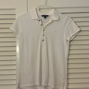 Lauren Ralph Lauren All White Short Sleeve Polo Shirt Size Medium